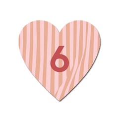 Number 6 Line Vertical Red Pink Wave Chevron Heart Magnet by Mariart