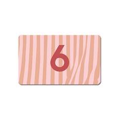 Number 6 Line Vertical Red Pink Wave Chevron Magnet (name Card) by Mariart