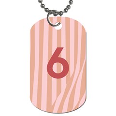 Number 6 Line Vertical Red Pink Wave Chevron Dog Tag (one Side)