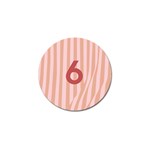 Number 6 Line Vertical Red Pink Wave Chevron Golf Ball Marker (4 pack) Front