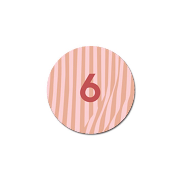 Number 6 Line Vertical Red Pink Wave Chevron Golf Ball Marker (4 pack)