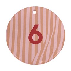 Number 6 Line Vertical Red Pink Wave Chevron Round Ornament (two Sides) by Mariart