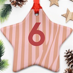 Number 6 Line Vertical Red Pink Wave Chevron Star Ornament (two Sides) by Mariart