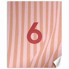 Number 6 Line Vertical Red Pink Wave Chevron Canvas 16  X 20   by Mariart