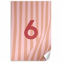 Number 6 Line Vertical Red Pink Wave Chevron Canvas 24  X 36  by Mariart