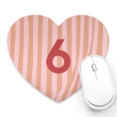 Number 6 Line Vertical Red Pink Wave Chevron Heart Mousepads by Mariart