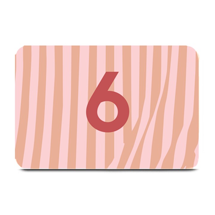 Number 6 Line Vertical Red Pink Wave Chevron Plate Mats