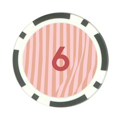 Number 6 Line Vertical Red Pink Wave Chevron Poker Chip Card Guard by Mariart