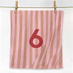 Number 6 Line Vertical Red Pink Wave Chevron Face Towel Front