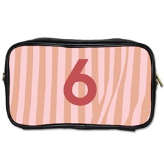 Number 6 Line Vertical Red Pink Wave Chevron Toiletries Bags