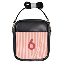 Number 6 Line Vertical Red Pink Wave Chevron Girls Sling Bags by Mariart