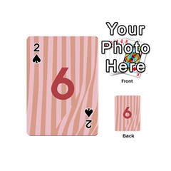 Number 6 Line Vertical Red Pink Wave Chevron Playing Cards 54 (mini)  by Mariart