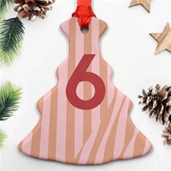 Number 6 Line Vertical Red Pink Wave Chevron Christmas Tree Ornament (two Sides) by Mariart