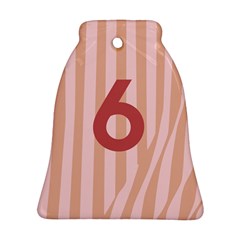 Number 6 Line Vertical Red Pink Wave Chevron Bell Ornament (two Sides)