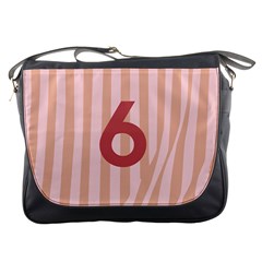 Number 6 Line Vertical Red Pink Wave Chevron Messenger Bags by Mariart