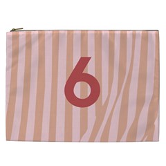 Number 6 Line Vertical Red Pink Wave Chevron Cosmetic Bag (xxl)  by Mariart