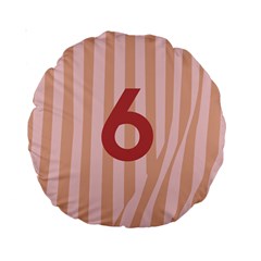 Number 6 Line Vertical Red Pink Wave Chevron Standard 15  Premium Round Cushions by Mariart