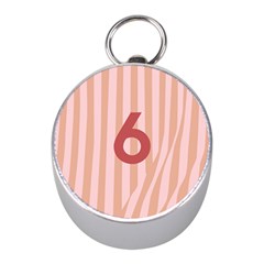 Number 6 Line Vertical Red Pink Wave Chevron Mini Silver Compasses by Mariart