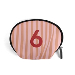 Number 6 Line Vertical Red Pink Wave Chevron Accessory Pouches (small)  by Mariart