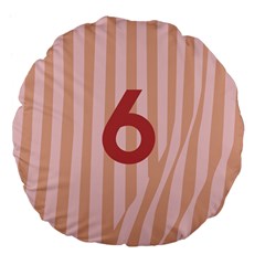 Number 6 Line Vertical Red Pink Wave Chevron Large 18  Premium Flano Round Cushions by Mariart