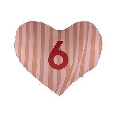 Number 6 Line Vertical Red Pink Wave Chevron Standard 16  Premium Flano Heart Shape Cushions by Mariart