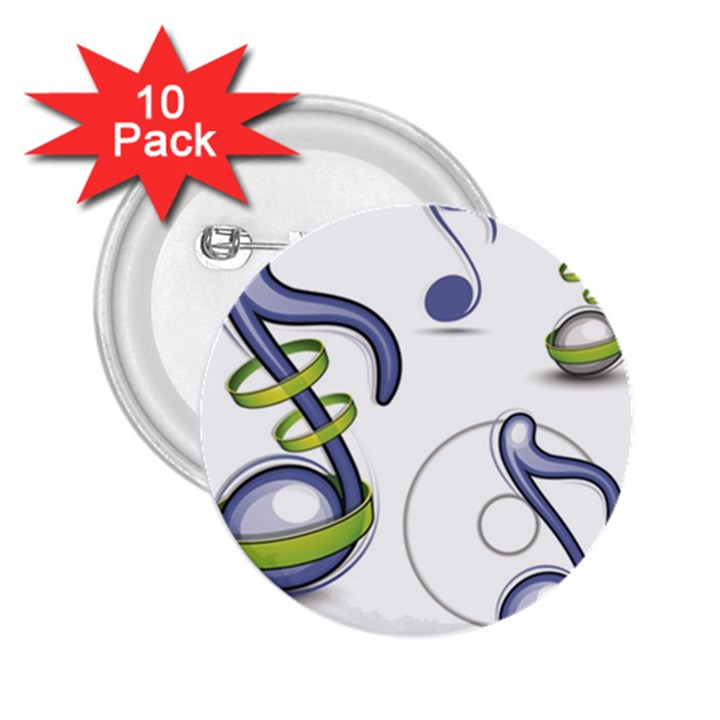 Notes Musical Elements 2.25  Buttons (10 pack) 