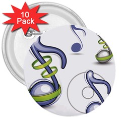 Notes Musical Elements 3  Buttons (10 Pack)  by Mariart