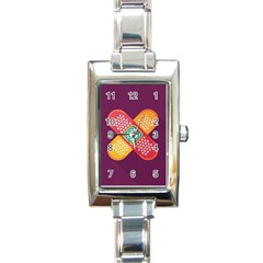 Plaster Scratch Sore Polka Line Purple Yellow Rectangle Italian Charm Watch