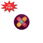 Plaster Scratch Sore Polka Line Purple Yellow 1  Mini Magnet (10 pack)  Front