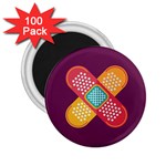 Plaster Scratch Sore Polka Line Purple Yellow 2.25  Magnets (100 pack)  Front