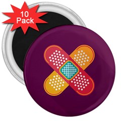 Plaster Scratch Sore Polka Line Purple Yellow 3  Magnets (10 Pack)  by Mariart