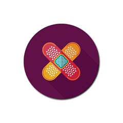 Plaster Scratch Sore Polka Line Purple Yellow Rubber Coaster (round)  by Mariart