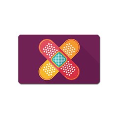 Plaster Scratch Sore Polka Line Purple Yellow Magnet (name Card)