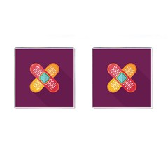 Plaster Scratch Sore Polka Line Purple Yellow Cufflinks (square) by Mariart