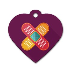 Plaster Scratch Sore Polka Line Purple Yellow Dog Tag Heart (two Sides) by Mariart