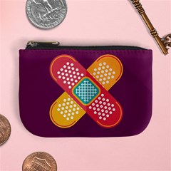 Plaster Scratch Sore Polka Line Purple Yellow Mini Coin Purses