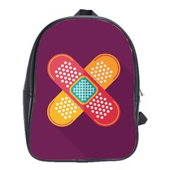 Plaster Scratch Sore Polka Line Purple Yellow School Bags(large)  by Mariart