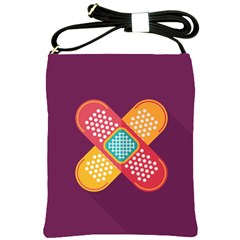 Plaster Scratch Sore Polka Line Purple Yellow Shoulder Sling Bags by Mariart