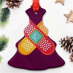 Plaster Scratch Sore Polka Line Purple Yellow Christmas Tree Ornament (two Sides) by Mariart