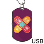 Plaster Scratch Sore Polka Line Purple Yellow Dog Tag USB Flash (One Side) Front