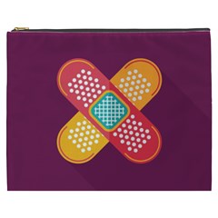 Plaster Scratch Sore Polka Line Purple Yellow Cosmetic Bag (xxxl) 