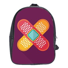 Plaster Scratch Sore Polka Line Purple Yellow School Bags (xl) 