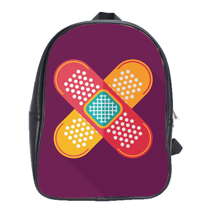 Plaster Scratch Sore Polka Line Purple Yellow School Bags (XL) 