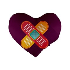 Plaster Scratch Sore Polka Line Purple Yellow Standard 16  Premium Heart Shape Cushions by Mariart