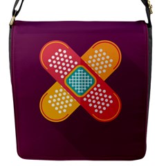 Plaster Scratch Sore Polka Line Purple Yellow Flap Messenger Bag (s)