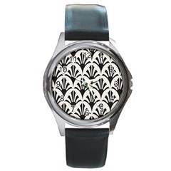 Parade Art Deco Style Neutral Vinyl Round Metal Watch by Mariart