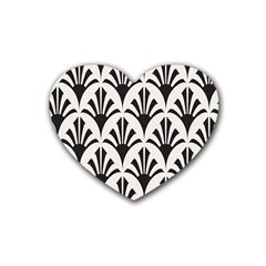 Parade Art Deco Style Neutral Vinyl Rubber Coaster (heart)  by Mariart