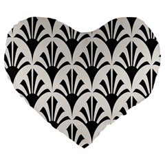 Parade Art Deco Style Neutral Vinyl Large 19  Premium Flano Heart Shape Cushions by Mariart