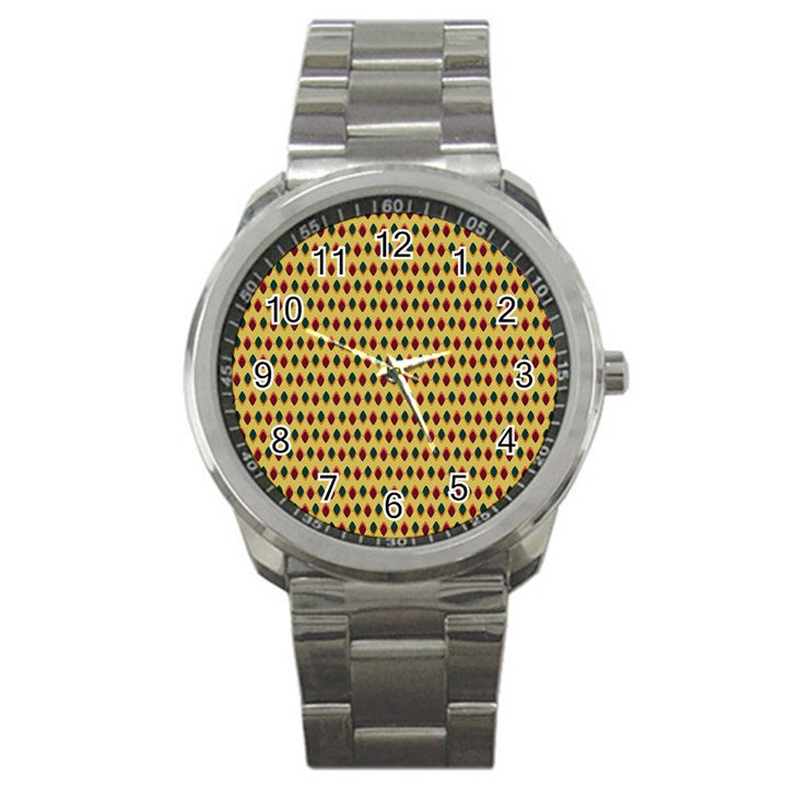 Points Cells Paint Texture Plaid Triangle Polka Sport Metal Watch