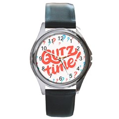 Question Mark Quiz Time Round Metal Watch